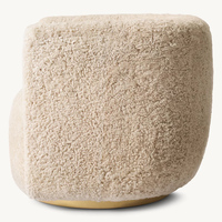 Fauteuil barillet moderne pour salon avec revêtement en peau de mouton, base métallique durable, design pivotant pour usage de loisirs dans les hôtels et appartements
