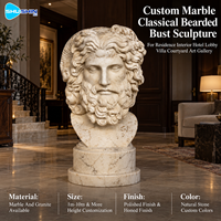 Buste de Zeus classique en marbre grandeur nature, sculpture sculptée à la main, sur mesure pour l'intérieur d'hôtel, de villa ou de jardin, statue d'art grec antique