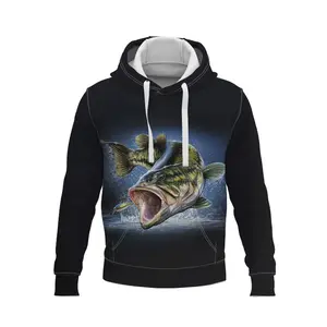 Fitspi 3d lâche poisson imprimé à capuche décontracté mode Harajuku hommes pull sweat pull en gros