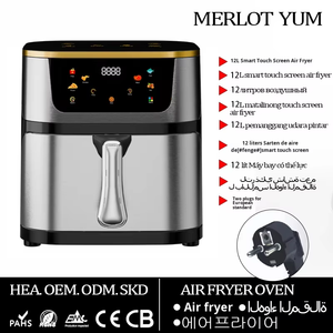 Horno de freidora de aire eléctrico de acero inoxidable grande de 12L al por mayor pantalla táctil a Color multifuncional cuadrada moderna 4 opciones - Product Image 2