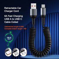 Kabel Data USB Type-C 6A Fast Charging 100W Berbahan Logam Tembaga Murni dengan Pelindung Kepang dan Selubung PVC Retractable untuk Ponsel dan Earphone