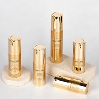 Flacons pulvérisateurs sans air en aluminium doré de haute qualité 30ml 50ml 100ml pour emballages de sérum et de crème pour le visage