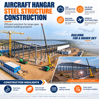Hangar en structure métallique durable GloStar, hangar préfabriqué en métal pour l'aviation commerciale et les installations MRO