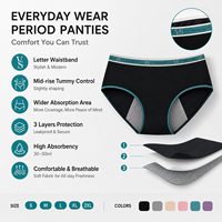 Braguitas Menstruales de Cintura Alta para Mujer, Transpirables, Suaves, de Viscosa y Elastano, de 3 Capas, a Prueba de Fugas, para Uso Diario