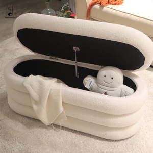 <span class=keywords><strong>Banc</strong></span> <span class=keywords><strong>de</strong></span> <span class=keywords><strong>rangement</strong></span> en polaire teddy blanc massif avec support en métal Tige télescopique Pouf <span class=keywords><strong>de</strong></span> loisirs <span class=keywords><strong>intérieur</strong></span> long - Product Image 2