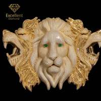 Colgante de León de Plata de Ley 925 con Moissanita y Pavé Completo, Colgante de Animal 3D de Lujo, Colgante Hip Hop Personalizado para Hombre, en Tendencia