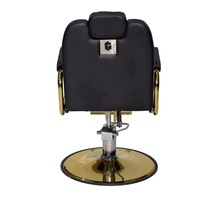 Chaise de barbier professionnelle durable avec base métallique renforcée, réglage hydraulique de la hauteur, inclinable, robuste, design moderne
