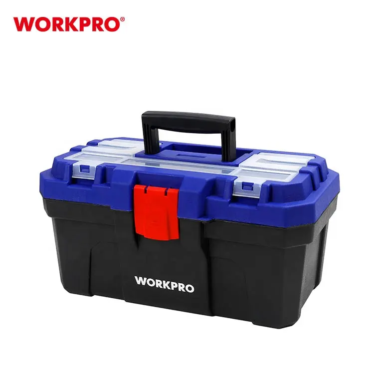 WORKPRO 22 "プラスチックツールボックスハードウェアストレージツールボックス、取り外し可能なトレイ付きプラスチック家庭用オーガナイザーツールボックス