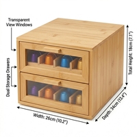 Organizador de Cápsulas de Café de Bambú con Ventana Acrílica, Cajón Doble, Caja de Almacenamiento y Exhibición para 36 Cápsulas Nespresso