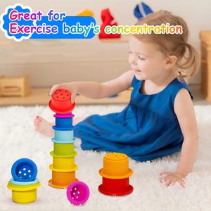 2025 Nueva gran oferta de juguetes de baño para bebés, juguetes apilables de silicona, juguetes de bloques de construcción, juegos Montessori, tazas apilables, bebé Reborn - Product Image 4