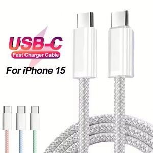 Nylon Braided 3A Fast <b>Charging</b> Data <b>Cable</b> Type C to Type C PD <b>USB</b> Compatible Android 1M Smart Male to Male <b>Cable</b> For Phone 15 16 - Product Image 1