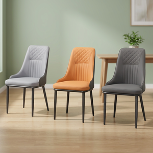 Modern PU Leather Living Room <b>Chair</b> Tufted Back <b>Metal</b> <b>Legs</b> Contemporary Design Home Furniture - Product Image 2