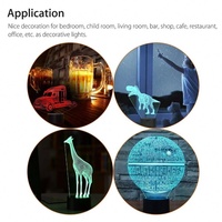 Bases de lampe LED RGB à télécommande pour lampe de nuit 3D en acrylique noir, lampe de nuit LED 3D, base tactile avec câble USB
