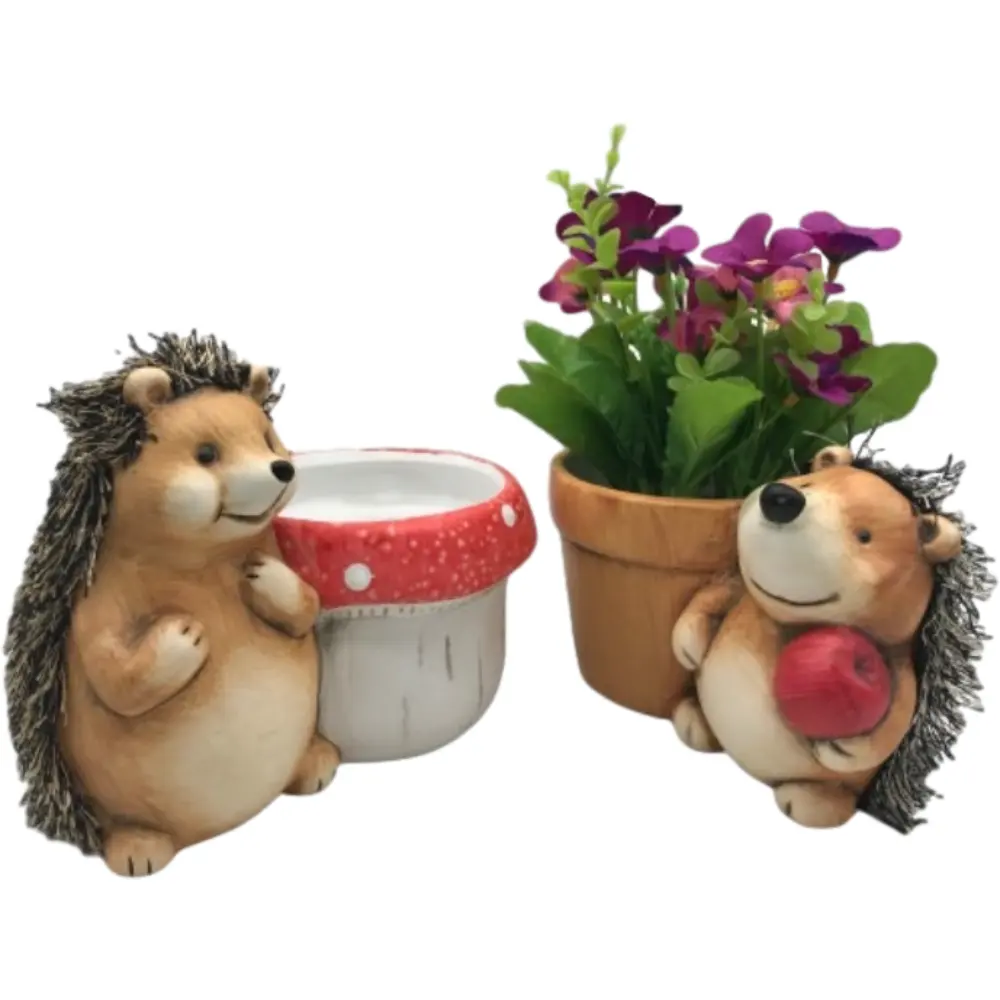 安いセラミック動物の形をした漫画の植木鉢かわいいハリネズミの花瓶ポット多肉植物の花のための家の装飾