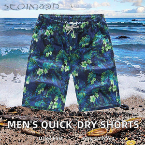 <b>Men's</b> Summer Beach Shorts Quick-Drying Casual Style Plus Size 100% Polyester Woven Solid Pattern Mid Waist Drawstring Breathable - Product Image 2