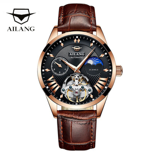AILANG Qualità Tourbillon degli uomini di Uomini Della Vigilanza Moon Phase Automatico Orologi Meccanici Trasparente Steampunk <span class=keywords><strong>Orologio</strong></span> - Product Image 3
