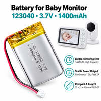 Baterai Lithium Polymer 3.7V 123040 1400mAh Dapat Diisi Ulang dengan Kabel PCM untuk Monitor Bayi Video Monitor Bayi