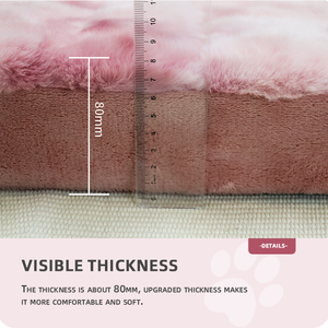 Tempat tidur hewan peliharaan ramah lingkungan, bulu kelinci Faux merah muda busa tebal besar tempat tidur kucing dan anjing - Product Image 6
