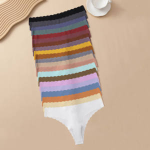 Culottes sexy sans couture en soie glacée douce multicolores, taille basse, entrejambe en coton, teintes unies, pour femmes - Product Image 2