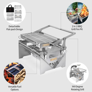 <span class=keywords><strong>Barbecue</strong></span> à <span class=keywords><strong>charbon</strong></span> de bois facile à retourner, <span class=keywords><strong>barbecue</strong></span> portable pliable pour le camping en plein air - Product Image 6