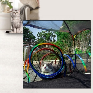 Parc 3 en 1 arc-en-ciel One Touch pour animaux de compagnie avec tunnel aire de jeux pour lapins chats furets petits animaux grands chats enclos - Product Image 6