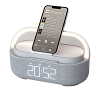 Elegante Draagbare 6 In1 Fm Radio Wekker Draadloze Oplader Telefoon Stand-Best Verkopende Elegante Lamp Speaker Meerdere Functies