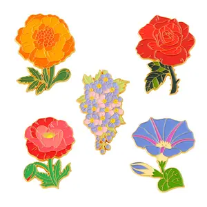 Broche de flor de amapola, insignia de Metal de planta de crisantemo