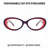 Kacamata Cat Eye Unisex Optik Vintage Oval Bingkai Lensa Bening Fashion Ramah Lingkungan Solid Harian Kantor Kacamata ZH8861 Grosir