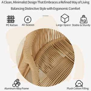 Conjunto de Sofás para Balcón Meiqi - Sillones para Patio Exterior Aptos para Mascotas con Cojines Lavables, Muebles Modernos para Terraza y Jardín - Product Image 4
