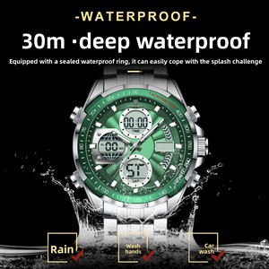 <span class=keywords><strong>Montre</strong></span> à quartz multifonction pour homme <span class=keywords><strong>Poedagar</strong></span> E108, en acier inoxydable de luxe, avec alarme, calendrier et luminescence - Product Image 2