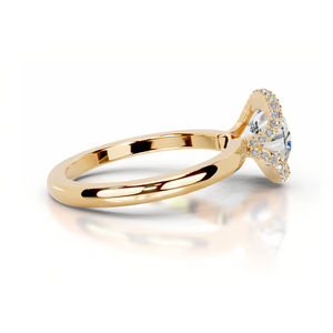 Exquisite Halbe Lünette Einstellung Pure Solid Gold 2CT VVS Moissan ite Diamant Halo Ring Fancy Cut <span class=keywords><strong>Multi</strong></span> Form Verlobung sring