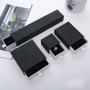 Boîte à bijoux en papier de stockage de type tiroir noir et blanc de haute qualité personnalisable en gros pour colliers boucles d'oreilles bagues - Product Image 4