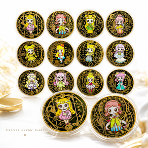 Monedas Coleccionables de Anime de las 12 <span class=keywords><strong>Constelaciones</strong></span>, Moneda de Recuerdo Chapada en Oro con Diseño de Dibujos Animados del Zodiaco, Monedas <span class=keywords><strong>Personalizadas</strong></span> de Anime de las 12 <span class=keywords><strong>Constelaciones</strong></span> - Product Image 4