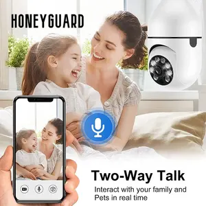 Honeyguard HSC017รักษาความปลอดภัยภายในบ้านกันน้ำการเคลื่อนไหวของมนุษย์กล้องหลอดไฟ Wifi เสียงสองทาง