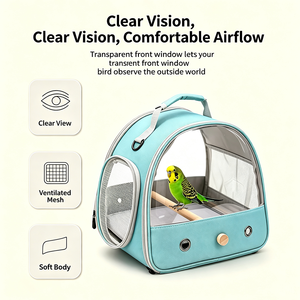 Bolsa de Transporte Portátil para Aves con Ventana Transparente y Transpirable, Jaula de Transporte para Loros con Percha de Madera para Periquitos, Cacatúas y Agapornis - Product Image 3