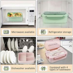 Boîte à lunch Bento sans BPA pour enfants avec cuillère et fourchette, boîte de rangement des aliments, personnalisée en gros - Product Image 2