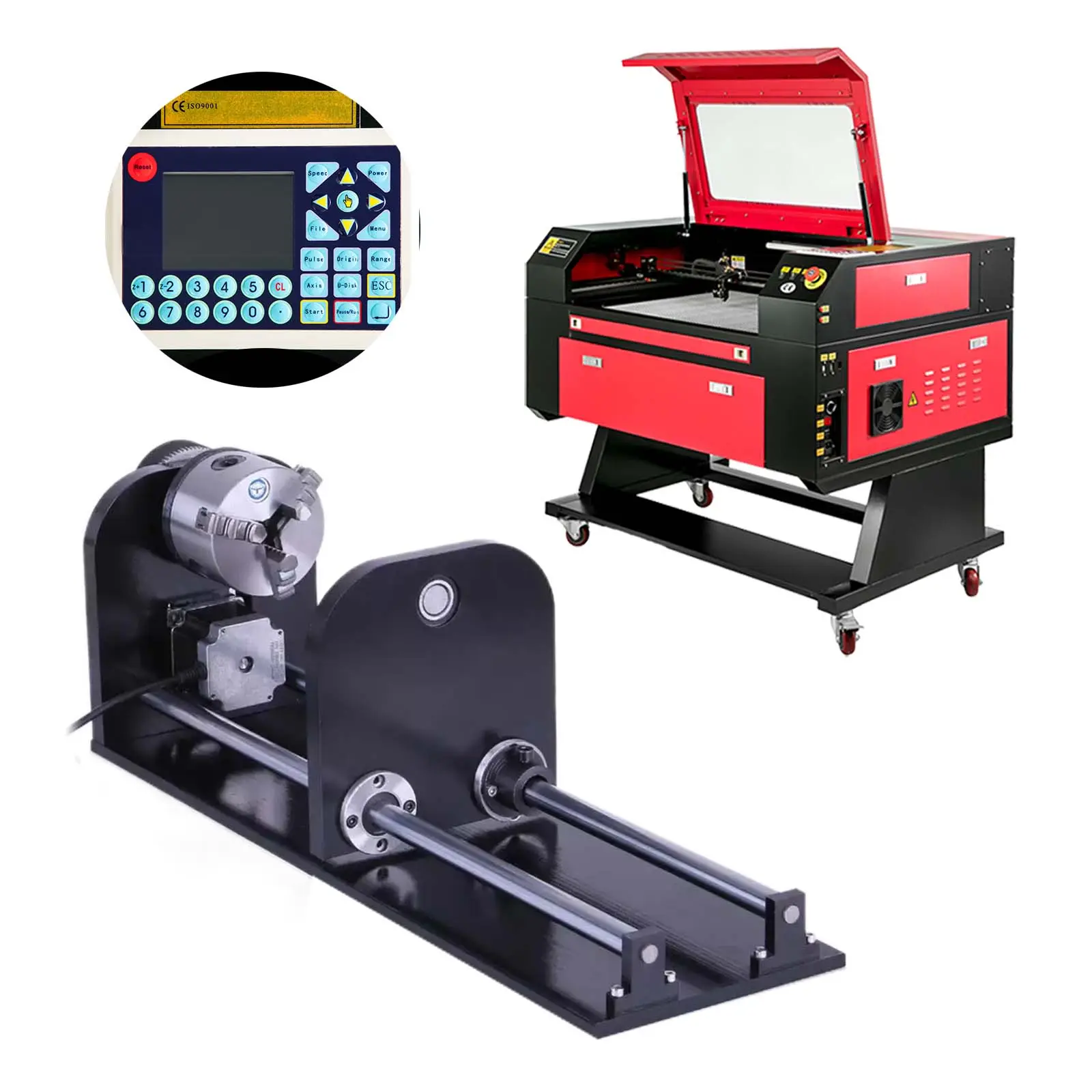 2024 Oem Volledige Set Diepdrukmachine Lasergravure Snijmachine Apparatuur Met Roterende As Schacht Chiller