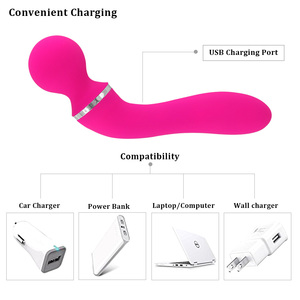 Vibrador AV Stick con 3 cabezales para mujer, masajeador de punto G, dildo de doble motor, vibrador de silicona, potente varita, rojo. - Product Image 3
