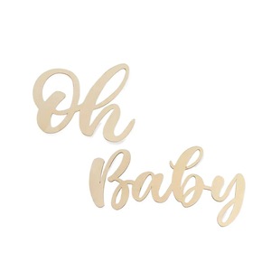 En stock: Adhesivos de pared de madera Oh Baby para bebés, niños y niñas, decoraciones para fiestas de cumpleaños, piezas de madera para el primer cumpleaños. - Product Image 5
