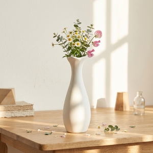 <span class=keywords><strong>Vase</strong></span> en céramique blanc mat nordique sur mesure, bord lisse en forme de lys, <span class=keywords><strong>vase</strong></span> <span class=keywords><strong>à</strong></span> fleurs en <span class=keywords><strong>porcelaine</strong></span> <span class=keywords><strong>à</strong></span> bord plissé, décoration d'intérieur - Product Image 4