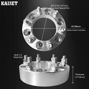 Entretoises de roue 6x5.5 "pour Toyota <span class=keywords><strong>2022</strong></span> + Tundra Sequoia, anneaux centraux de moyeu CNC 6061-T6, épaisseur 1.5" - Product Image 3