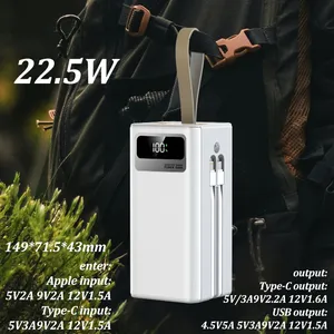 OEM Logo 50000mAh Powerbank công suất lớn hơn ngân hàng điện xách tay 100000mAh ngân hàng điện siêu công suất sạc với cáp - Product Image 3
