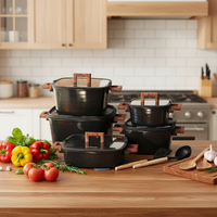 Ensemble de casseroles en aluminium compatibles avec l'induction, série Master Chef, 15 pièces, vente chaude, tendance mondiale, export direct d'usine