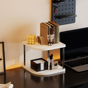 <b>Desktop</b> multi-layer storage rack, small and simple <b>desktop</b> bookshelf/display rack, solid wood corner organizer. - Product Image 1