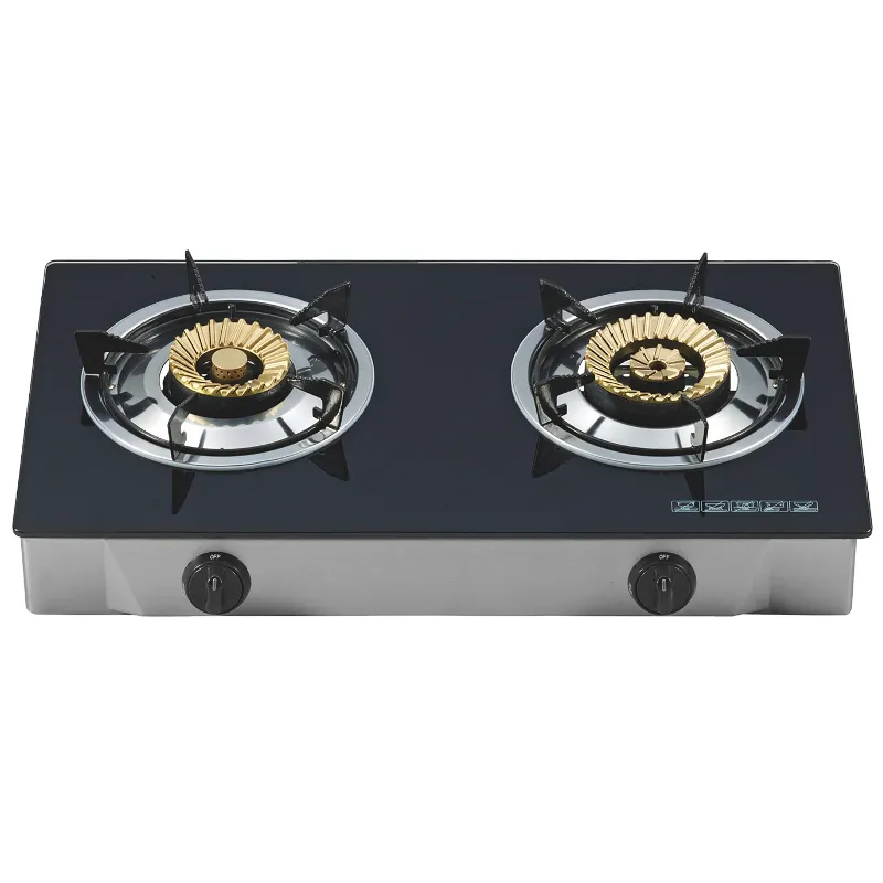 दो बर्नर Cooktop गैस स्टोव 7 mm टेम्पर्ड ग्लास के साथ तालिका के शीर्ष गैस कुकर 3D 2D तस्वीर