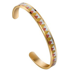 Factory Ready Stock Cool Enamel Jewelry Stainless Steel Gold Plated Cuff Bracelet Women Fashion Accessories - Product Image 5