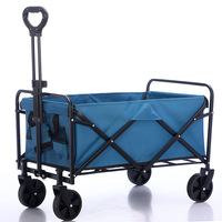 Chariot pliable en métal robuste avec roues pivotantes et poignée réglable pour le camping en plein air, les courses, les pique-niques et l'utilisation comme chariot de transport
