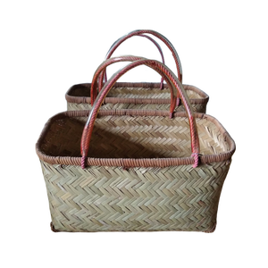 Set of two <b>bamboo</b> <b>basket</b> with two handle, 100% natural rattan craft from Vietnam now on sale - Product Image 1
