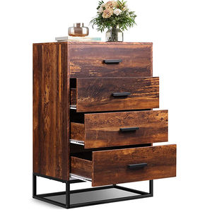 Cajón de almacenamiento de nogal para sala de estar, asas de latón modernas, 4 cajones - Product Image 1