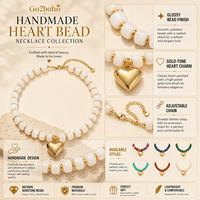 Collier pendentif cœur multicolore fait main en gros Go2boho pour femmes, style bohème avec pierres précieuses, bijoux ras-du-cou